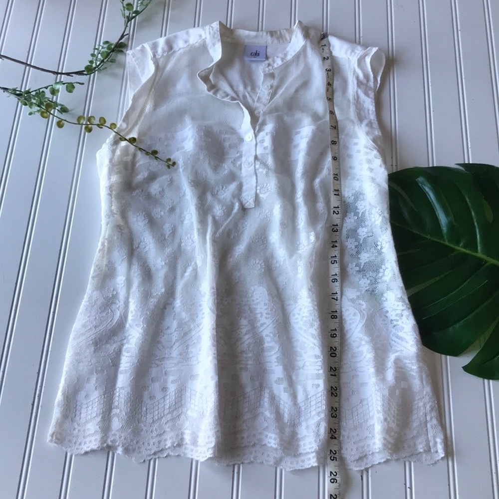 Cabi cream white lace tank top blouse - Picture 3 of 8